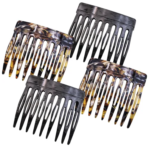 Miniatura 8 de 4 peines laterales para el cabello, pequeños accesorios decorativos para peinar el cabello, pinzas de sujeción fuerte para mujeres (negro, amarillo)