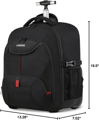 Miniatura 7 de Mochila con ruedas, mochila grande con ruedas para hombres, mujeres y adultos, mochila impermeable de 17 pulgadas para portátil de viaje, bolsa