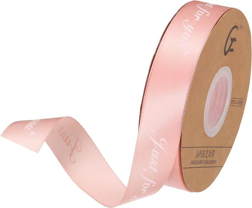 Miniatura 14 de MECCANIXITY Cinta de satén de 1 pulgada de ancho y 50 yardas de ancho Just for You, cinta de grogrén personalizada de San Valentín para envolver Rosa
