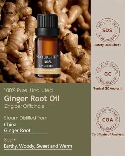 Miniatura 2 de Aceite esencial de raíz de jengibre, 10 mL, puro, natural, de grado terapéutico, para difusor, masaje, cuidado de la piel y el cabello, aroma cálido