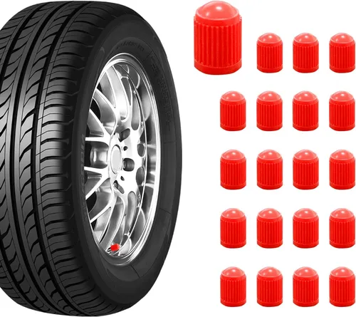 Miniatura 20 de Ziciner 25 tapas de vástago de válvula de neumático, tapa de válvula de neumático de plástico para autos con sello de goma O, cubiertas de vástago