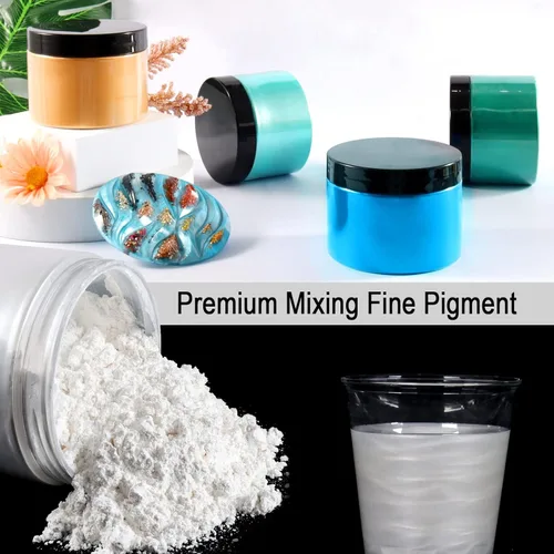 Miniatura 4 de Ceya Polvo Mica, 150g/ 5.3oz Pigmento de Colorante de Efecto Perlado Blanco de Porcelana para Resina Epóxica, Vasos, Sustancia Pegajosa, Bomba
