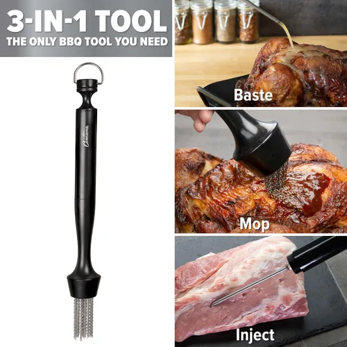 Miniatura 2 de Camerons Inyector de barbacoa 3 en 1 - Juego de masilla incluye cepillo para untar cadena de barbacoa y jeringa de carne para asar y marinar e