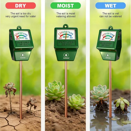 Miniatura 6 de Antonki Paquete de 2 medidores de humedad del suelo, medidor de agua para plantas de jardinería, agricultura, probador de suelo, sensor higrómetro