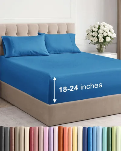 Miniatura 104 de Sábanas King divididas con bolsillos extra profundos, sábanas transpirables y refrescantes de 5 piezas, sábanas de lujo para hotel, suaves, sin 22
