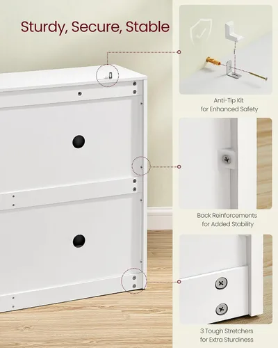 Miniatura 5 de VASAGLE Gabinete de zapatos con 4 puertas abatibles, armario de almacenamiento para 16-28 pares de zapatos, divisores ajustables, para entrada, 9.4