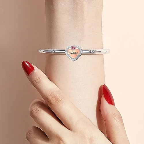 Miniatura 4 de KunBead Abalorios con forma de corazón de oro rosa para abuelas y abuelas compatibles con pulsera Pandora, regalos de joyería de cumpleaños
