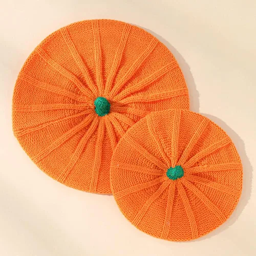 Miniatura 8 de Gorro de boina de punto de calabaza, gorro de felpa para niños pequeños, lindo gorro cálido de invierno para bebé, madre, adulto, Halloween
