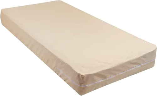 Miniatura 3 de Funda de colchón de algodón 100% natural Fleetwood con cremalleras alrededor del colchón (beige, individual)