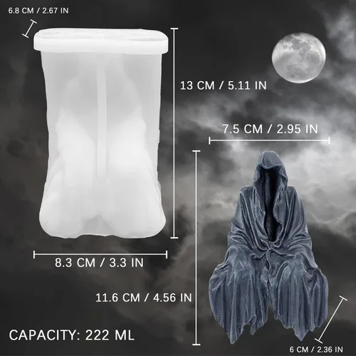 Miniatura 2 de Molde de vela fantasma, molde de silicona de fundición de resina de Dios de la Muerte para bricolaje, velas de aromaterapia, cera de yeso