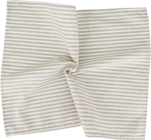 Miniatura 7 de Juego de 12 servilletas de tela de lino y algodón a rayas lisas, para eventos y uso doméstico (beige)