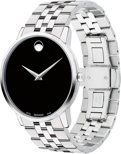 Miniatura 3 de Movado Men's Museum Stainless Steel Watch with Concave Dot Museum Dial, SilverBlack (Model 607199)