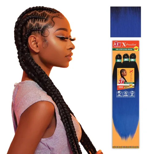 Miniatura 52 de Sensationnel X-Pression - Trenzas prestiradas, 3 unidades, 58 pulgadas, paquete de 1 unidad, 1B