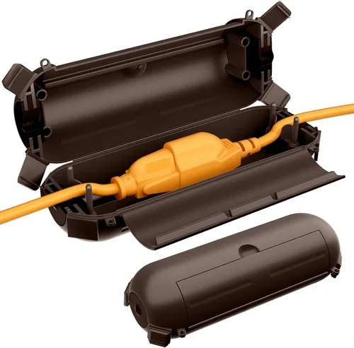 Miniatura 11 de RESTMO Paquete de 2 fundas compactas para cable de extensión para exteriores, caja impermeable IP44 y funda de seguridad, ideal para proteger