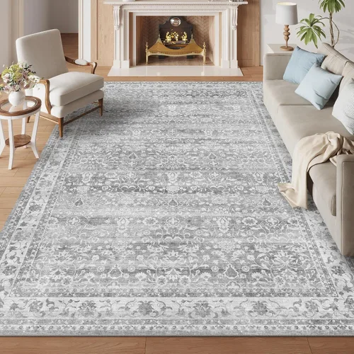 Miniatura 3 de Alfombra de 2 x 3 pies, antideslizante, lavable, de pelo bajo, suave, delgada, pequeña, alfombra vintage y bohemia para interiores, alfombras