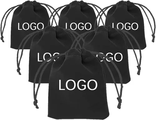 TopTie 50 bolsas de terciopelo personalizadas para envolver regalos con cordones, 2.8 x 3.6 pulgadas, bolsas de joyería con impresión de logotipo