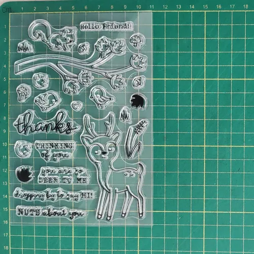Miniatura 7 de Juego de sellos y troqueles de ardilla de ciervo pequeño para hacer tarjetas, sellos transparentes y troqueles de corte de metal para álbumes
