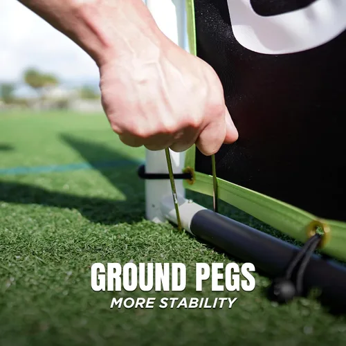 Miniatura 8 de Entrenador de rebote de portería de fútbol 3 en 1 Red de rebote ultra sensible grande de 7 x 5 pies para práctica de fútbol, paso alto, paso bajo