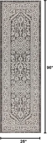 Miniatura 2 de Eyely BMS101D-28 - Alfombra de pasillo con textura de medallón de Santa Mónica Slesi, para interiores y exteriores, estilo costero, bohemio, Gris