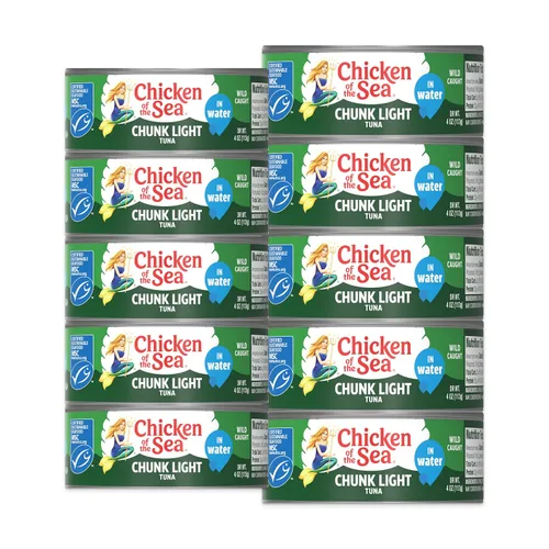 Miniatura 13 de Chicken of the Sea Atún ligero en trozos en agua, atún capturado en la naturaleza, 25% menos de sodio, latas de 5 onzas (paquete de 24)