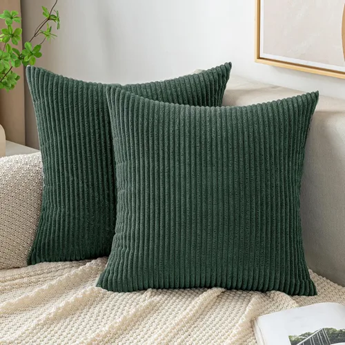 Miniatura 32 de EMEMA Paquete de 2 fundas de cojín cuadradas decorativas de pana suave y sólidas, fundas de cojín de primavera para sofá, dormitorio o automóvil, 14