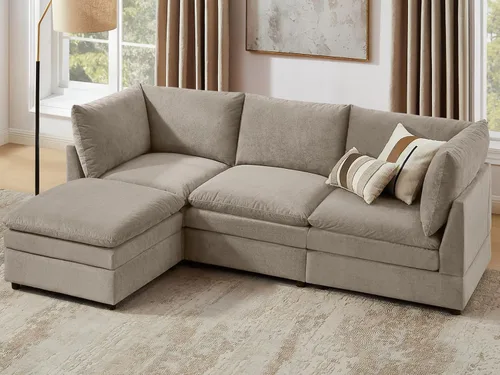 Miniatura 22 de VANOMi Sofá modular Cloud de 98 pulgadas para sala de estar, sofá cama moderno de gran tamaño con asiento profundo, otomana de cojín grueso de doble