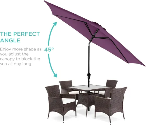 Miniatura 2 de Best Choice Products sombrilla de exterior para patio de 10 pies, de acero y poliéster, con manivela, botón fácil de presionar, inclinación