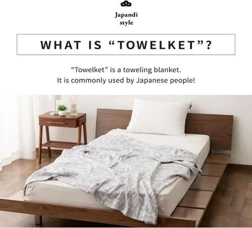 Miniatura 2 de EMOOR Toalla jacquard 100% algodón para cama y sofá, fabricada en Japón, tamaño individual japonés (55 x 75 pulgadas), azul y gris, agradable al