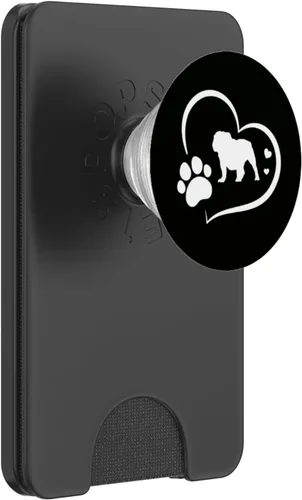 Miniatura 8 de Bulldog inglés con huella de pata y corazones en PopSockets negros PopGrip intercambiables