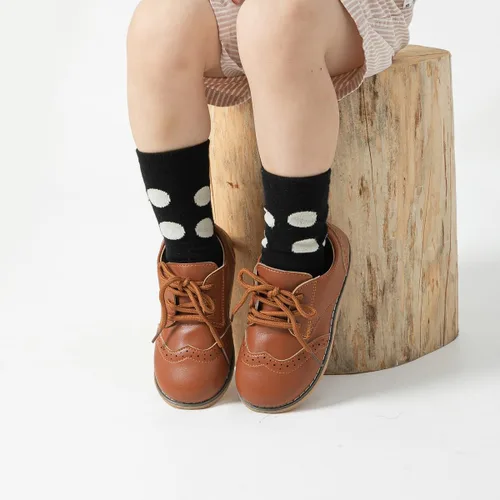 Miniatura 11 de KIDSUN Zapatos de vestir para niño y niña, cómodos zapatos Oxford con cordones para uniforme escolar, mocasines planos (bebé/niño pequeño) E-negro