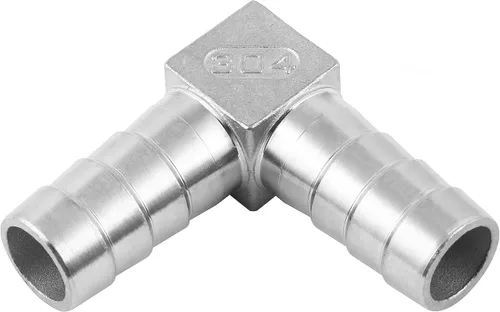 Miniatura 6 de Acero inoxidable 1" manguera Codo de púas 90 grados L Ángulo recto de púas de montaje de agua Combustible Aire