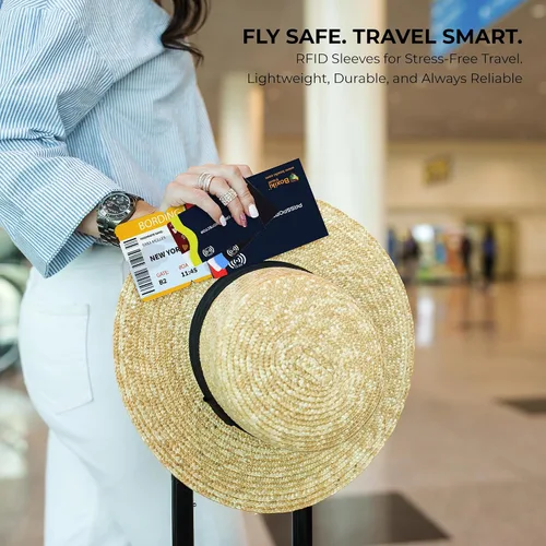 Miniatura 3 de Boxiki Travel - Fundas de bloqueo RFID con código de color para evitar robos de identidad y sobres de bloqueo RFID (azul marino)