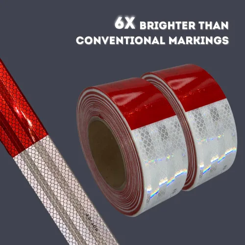 Miniatura 4 de Rollo de 2 pulgadas x 75 pies 3M DOT-C2 Cinta reflectante de grado de diamante 983-32, cinta de visibilidad roja/blanca para vehículos, barcos