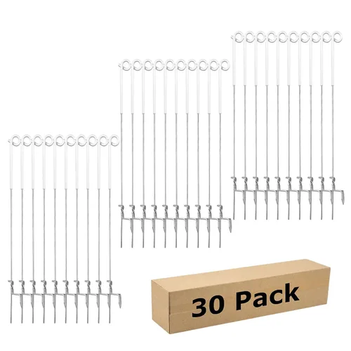 Fence Shock - Poste de acero inoxidable para jardín y granja, sistema de 41 pulgadas, para cercas eléctricas, paquete de 30 unidades, color blanco