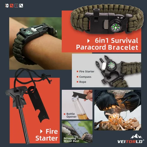 Miniatura 3 de VEITORLD Gifts for Men Dad Husband Him Fathers Day, Survival Gear and Equipment 12 in 1, Survival Kits, Cool Unique Fishing Hunting Anniversary