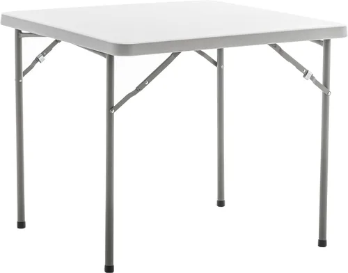 Miniatura 5 de BTEXPERT Juego de 2, mesa plegable cuadrada de plástico de granito blanco de 3 pies portátil para juegos de mesa de cartas, noches, reuniones