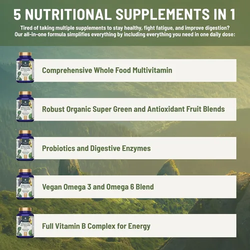 Miniatura 4 de Abundant Earth Multivitamínico integral de alimentos para mujer Suplementos diarios de multivitaminas para hombres Multivitamínicos para hombres +