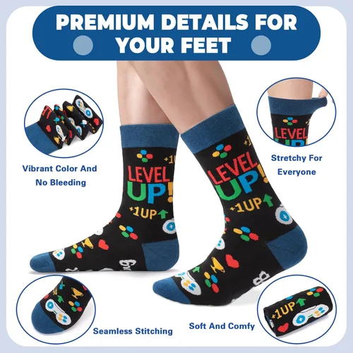Miniatura 4 de FreeNFond Calcetines de juegos para hombres Calcetines divertidos regalos para jugadores, adolescentes, niños, papá, cumpleaños, regalos
