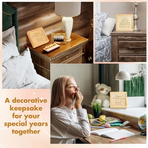 Miniatura 5 de Regalos de un año de aniversario de madera STOFINITY para novio y novia - Regalos de madera de un año de aniversario para él o ella, primer regalo