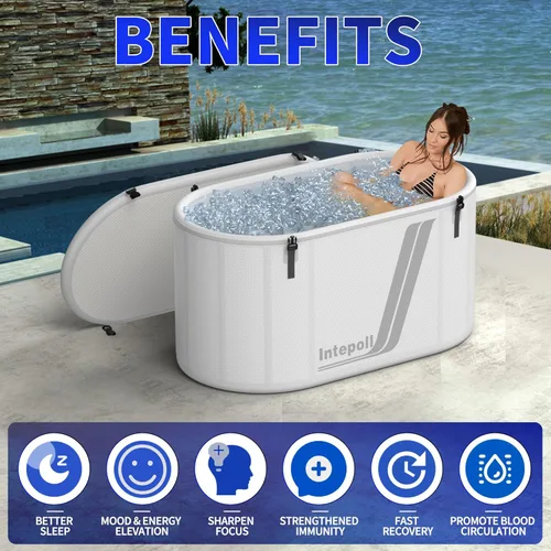 Miniatura 6 de Bañera de inmersión fría inflable, baño de hielo de 212 galones para atletas, bañera independiente para interiores y exteriores con tapa