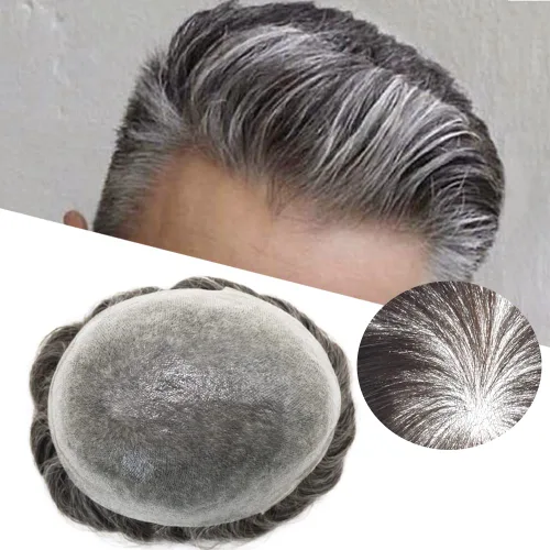 Miniatura 32 de Toupee para hombres Remy cabello humano invisible, línea capilar para hombres, postizo, piel ultra fina, 0.002 in, tupé para hombres, sistema