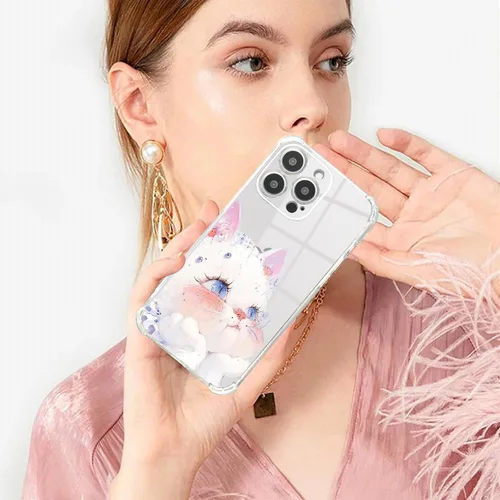 Miniatura 2 de Roemary Buffertech - Funda estética de gato para iPhone 13 con diseño de gatito, patrón estético rosa con protector de pantalla