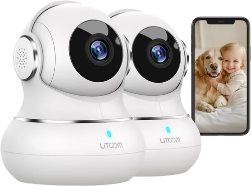 Miniatura 11 de litokam Cámara de seguridad 2K para interiores, cámaras panorámicas/inclinables de 360 para seguridad en el hogar con detección de movimiento