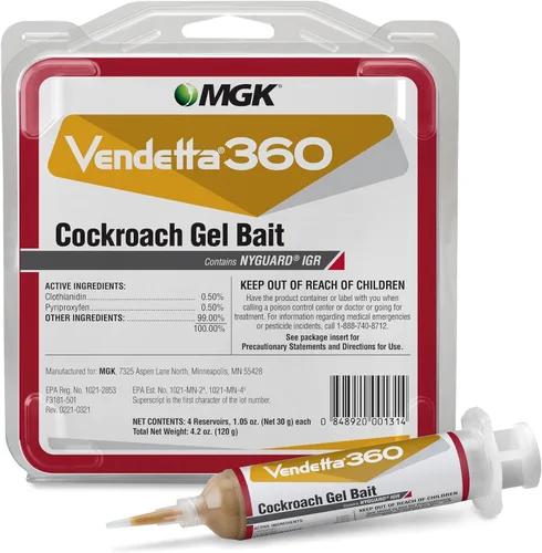 MGK Vendetta® 360 Cebo de gel para cucarachas | Mata cucarachas | Uso en rotación con otros cebos para cucarachas | Doble modo de acción | Se adapta