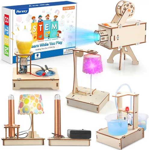 Kits de ciencia STEM Poraxy para niños de 8-10-12 años, 5 juegos de rompecabezas 3D de madera, juguetes para niños de 8-13 años, kits de