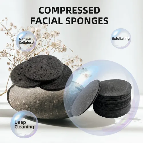 Miniatura 3 de Esponjas faciales comprimidas de celulosa natural, esponja facial de forma redonda, para limpieza facial, exfoliación y eliminación de maquillaje