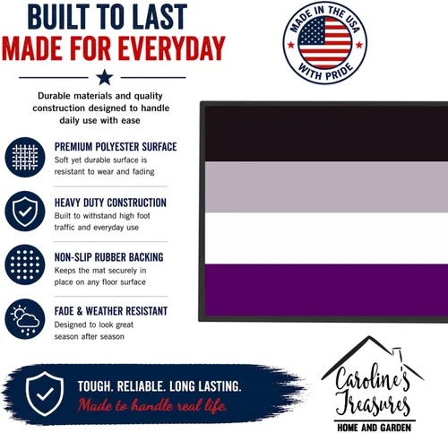 Miniatura 8 de Caroline's Treasures CK8009MAT - Tapete de orgullo asexual de 18 x 27 pulgadas, para interiores y exteriores, para entrada, antideslizante, lavable