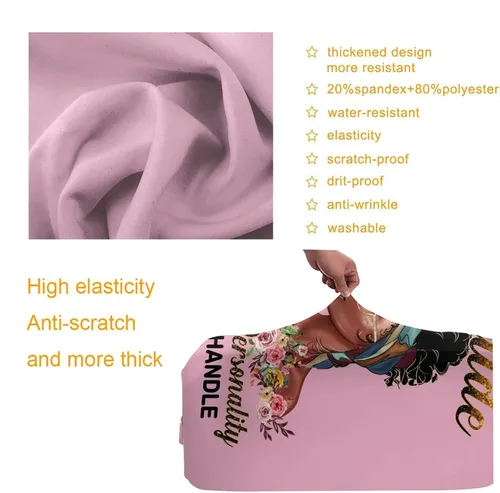 Miniatura 3 de Protector de maleta de viaje para mujer afroamericana, elástica, lavable, funda de equipaje con cremallera oculta adecuada para 18-32 pulgadas