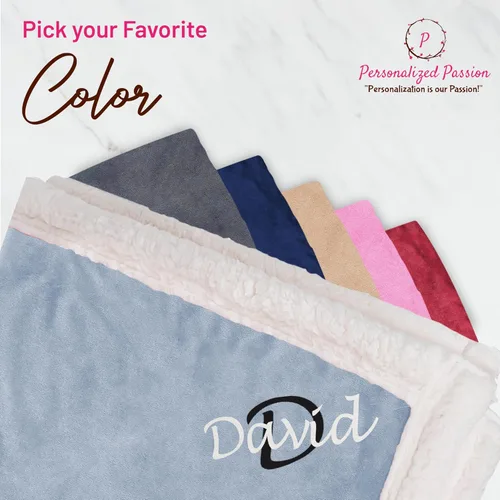 Miniatura 7 de Manta Sherpa personalizada, manta reversible personalizada con micro visón y lana de cordero sintética, manta para cama y sofá, color rosa