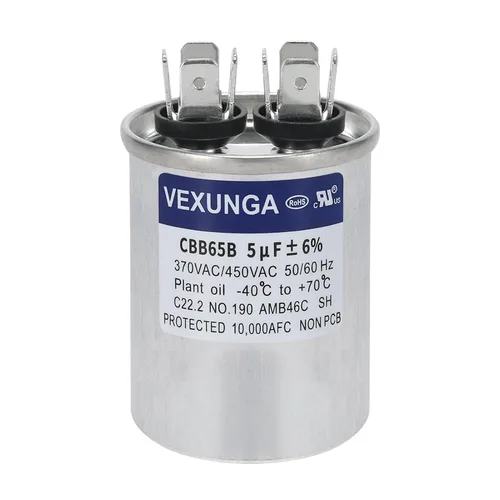 Miniatura 25 de VEXUNGA - 25/5 uF 25+5 MFD 370V o 440V Condensadores redondos de arranque dual 25 5 uF 370 440 Volt VAC CBB65 Condensadores para acondicionador